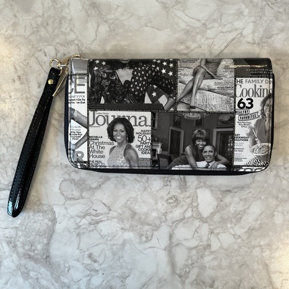 Michelle Obama Black and White Wrislet Wallet Magazine Cover Collage - Picture 2 of 6